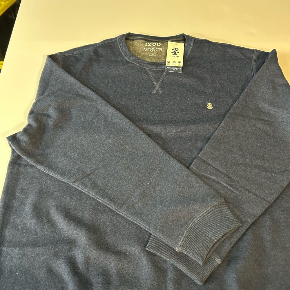 Izod Men's Heather Navy Crewneck Sweater